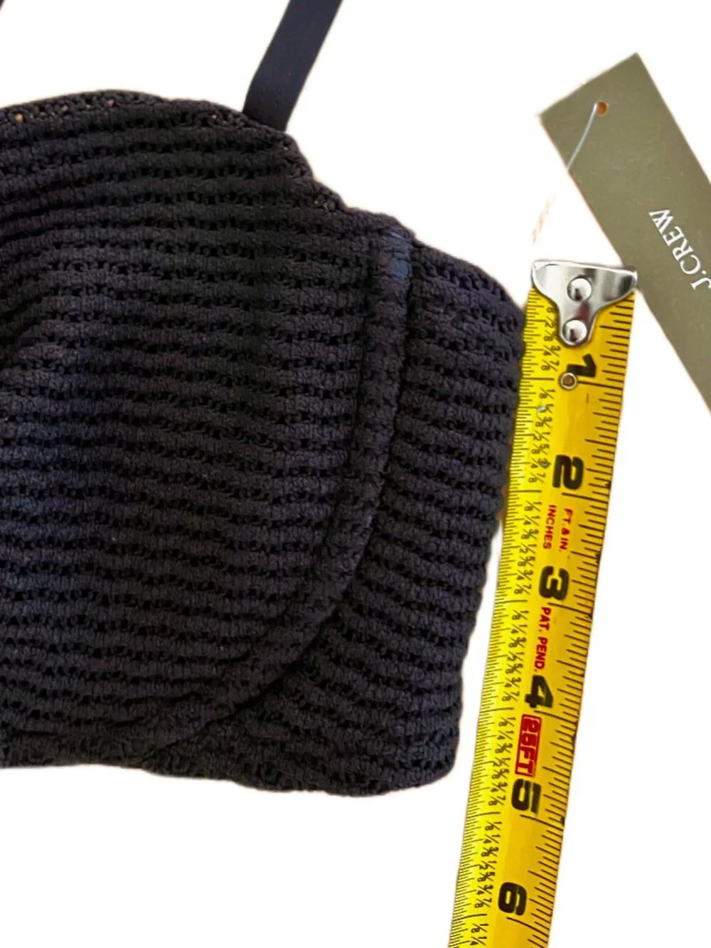 J. Crew Crochet Balconette Underwire Bikini Top Size 40D Black NWT